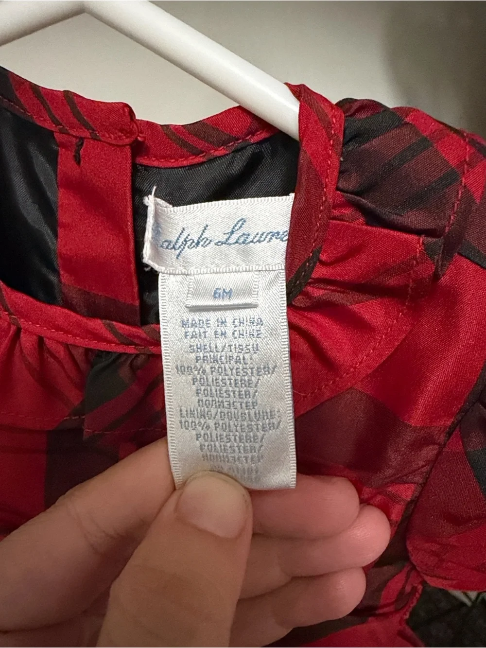 Ralph Lauren Red and Black Plaid Ruffled Holiday Dress